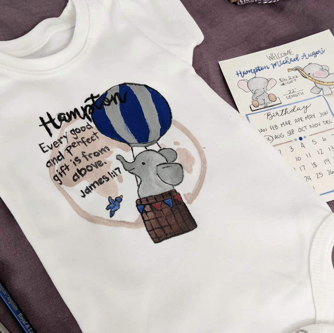 Hand - painted Birth Stat card - Chavamade